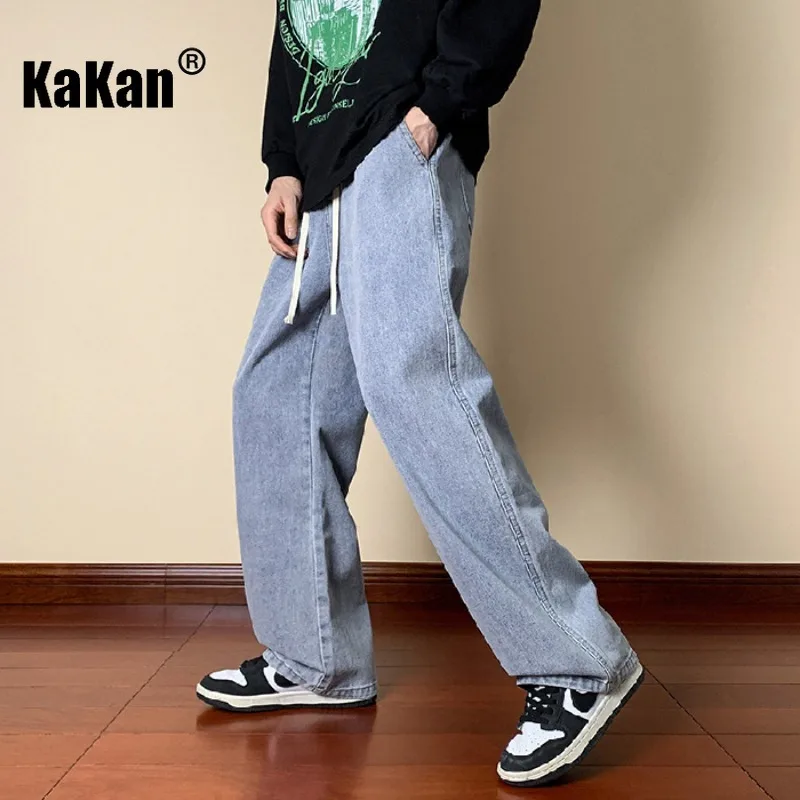 Kakan - New Men's Retro Jeans, Y2k Clothing Straight Leg Loose Long Jeans Summer Denim Pants