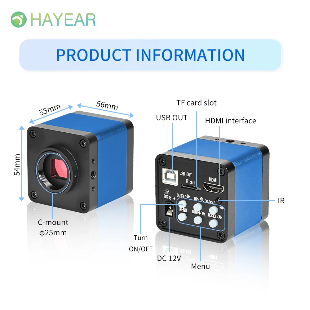 Hayear 60Fps Industrial Camera Hd 2K With 5X Varifocal Inspection Microscope Ca…