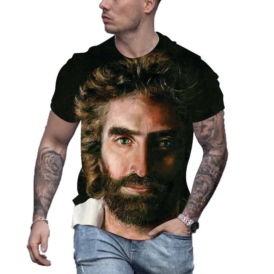 New fashion Jesus Christ 3D printed T-shirt men\'s and women\'s summer casual short-sleeved Christian streetwear shirt tops