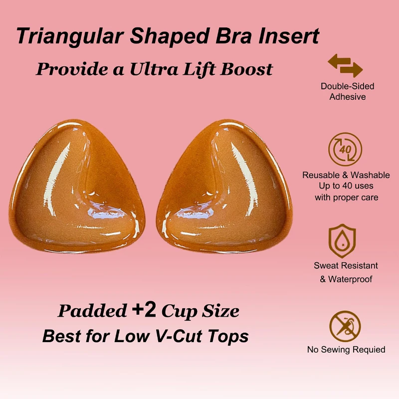 Kave 1/2 Pairs Double Sided Sticky Bra - Invisible Adhesive Bra Pads Inserts, Push up for Bikini Swimsuit Strapless Dresses
