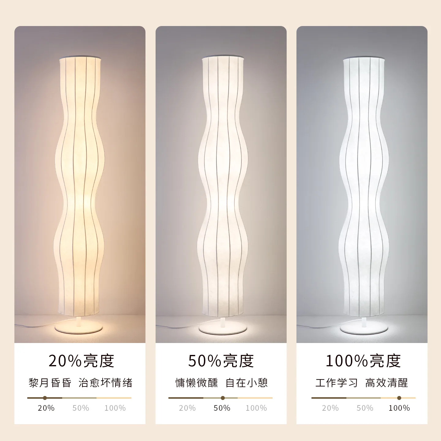 مصباح طاولة عمودي لغرفة النوم على الطراز الكريمي الفاخر