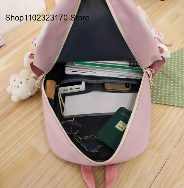 Cute Backpack Five Piece Set Backpack Sweet Make-Up Class Campus Backpack for Women