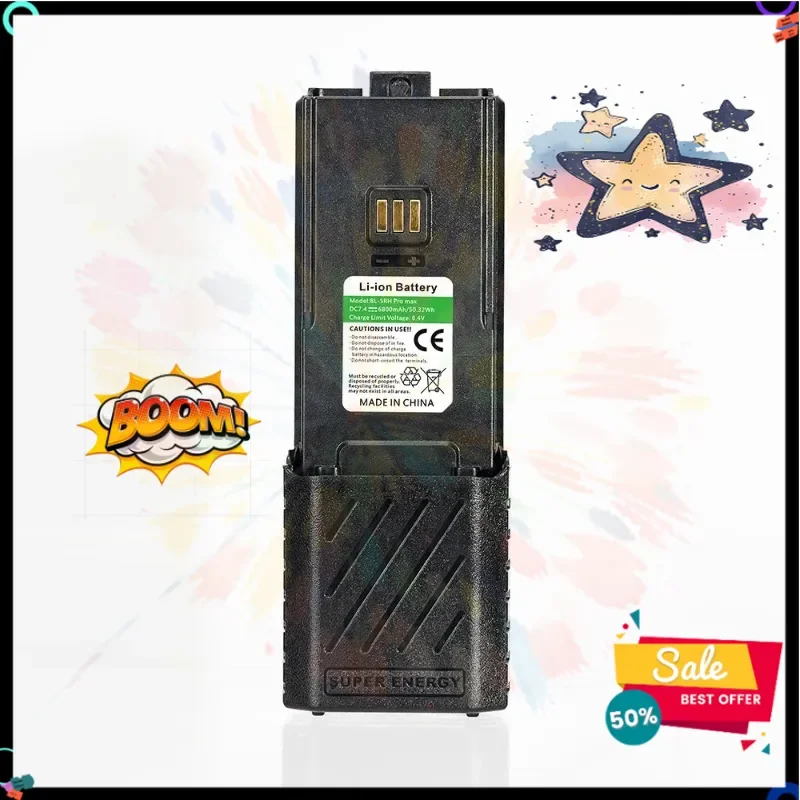 SWZY For BAOFENG UV-5RH Walkie Talkie Enlarge Battery 6800/3800/2500mAh BF-K5Plus UV-5RM GM-5RH AR-5RM Two Way Radio Li-ion Batt
