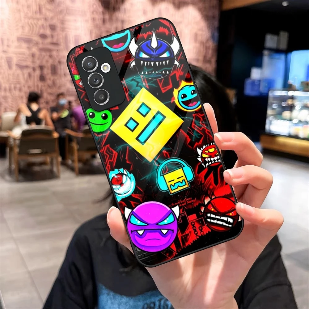 Game G-Geometry-Dash Phone Case Glass for Samsung Galaxy S24 S20 S21 S22 S23 Ultra Fe Plus A34 A54 A16 A24 A52 A53 M54 Cover