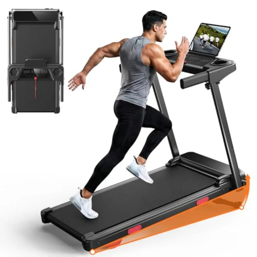 Walking Pad Treadmill with APP Control, 12 Auto Incline, Foldable Home Fitness Equipment, Steel Frame, Black, Space-Saving Desi