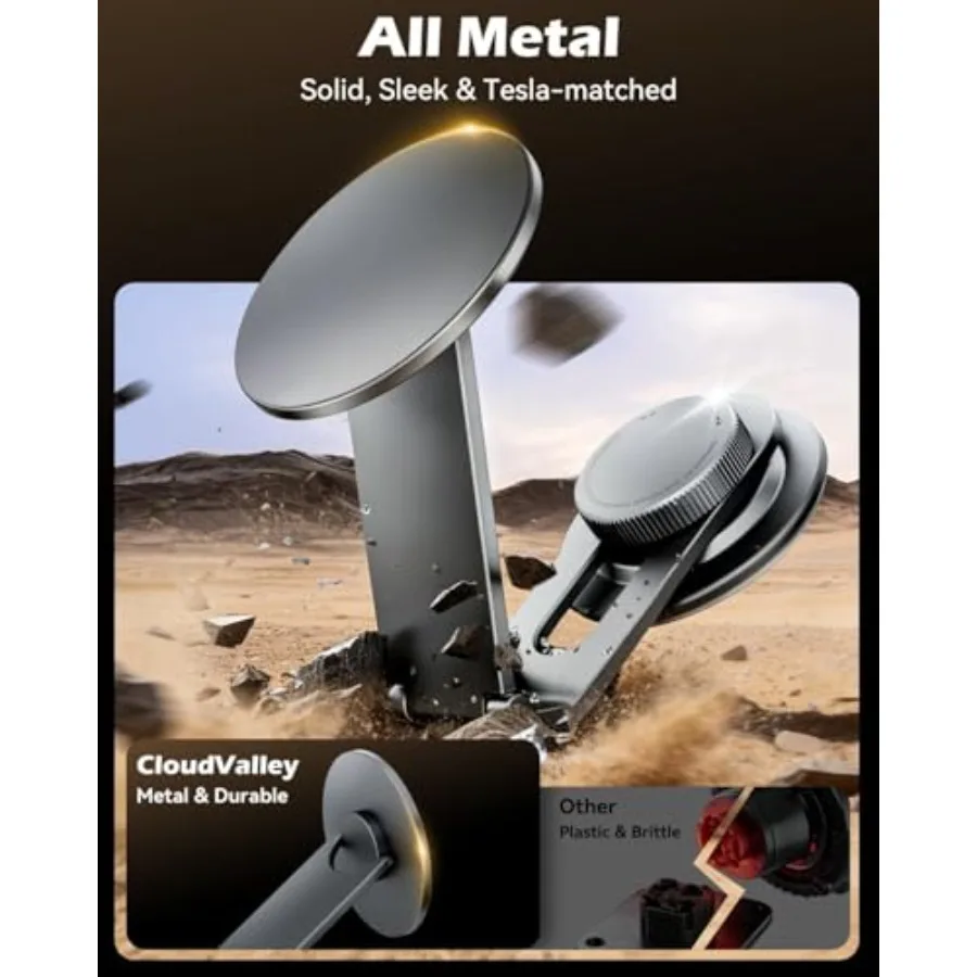 Tesla Model 3/Y Phone Mount, Magnetic Car Metal Holder with Strong Magnet Foldable and Extendable Hidden Design Tesla Screen St - view 3