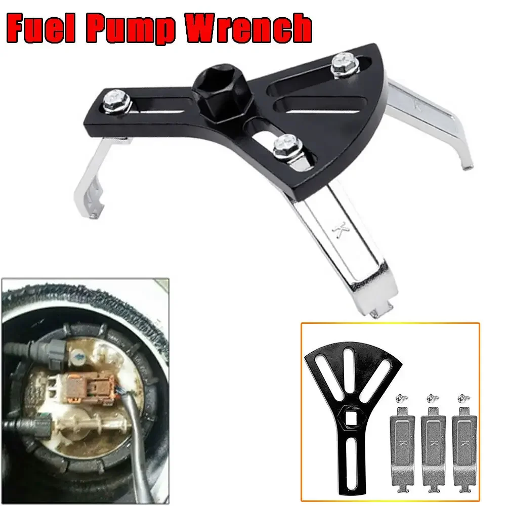 Universal Car 3-Jaw Fuel Pump Removal Tool Adjustable Wrench Fuel Tank Cover Remover Spanner Fuel Tank Lock Ring Remover Spanner