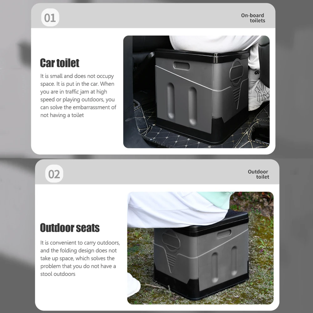 Portable Folding Toilet for Camping Outdoor Potty for Adults Cover Design Seat Toilet for Car Picnic Car Organizer Storage Box