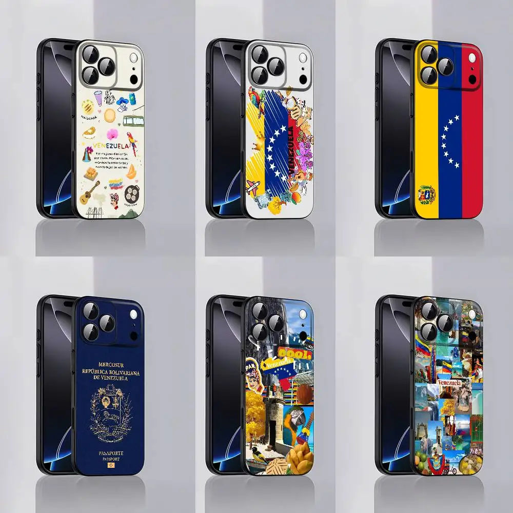 

Venezuela Passport Flag Logo Collage Phone Case For iPhone 17,16,15,14,13,12,Pro,Max,Plus,E,SE4,Air,Mini Black Soft Cover