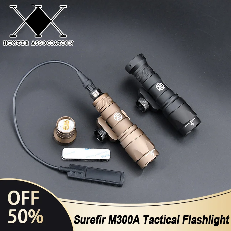 Latarka taktyczna WADSN Surefire M600 M600U M300A M300 Mini Scout Hunting LED Pasuje do szyny 20MM Tryb chwilowy Stały Tryb Zapłonowany od tyłu