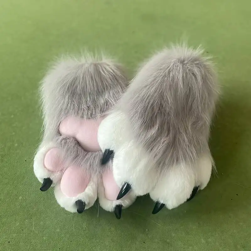 Nieuwe Fursuit Kigurumi Harige Dierenpoten Handschoenen Nagels Kig Cosplay Kostuum Wearable Harige Dieren Kleurrijke Klauwen Cos Rekwisieten Halloween