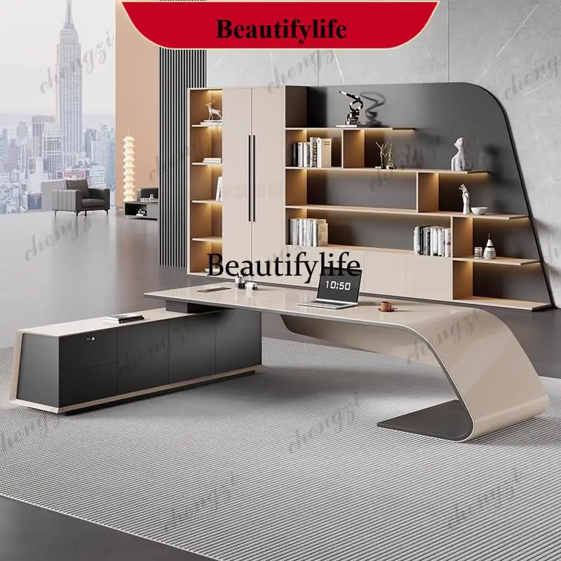 M178  Designer L Shaped Modern Office Desk Luxury Drawers Asthetic Large Studying Office Desk Gaming Standing Scrivania