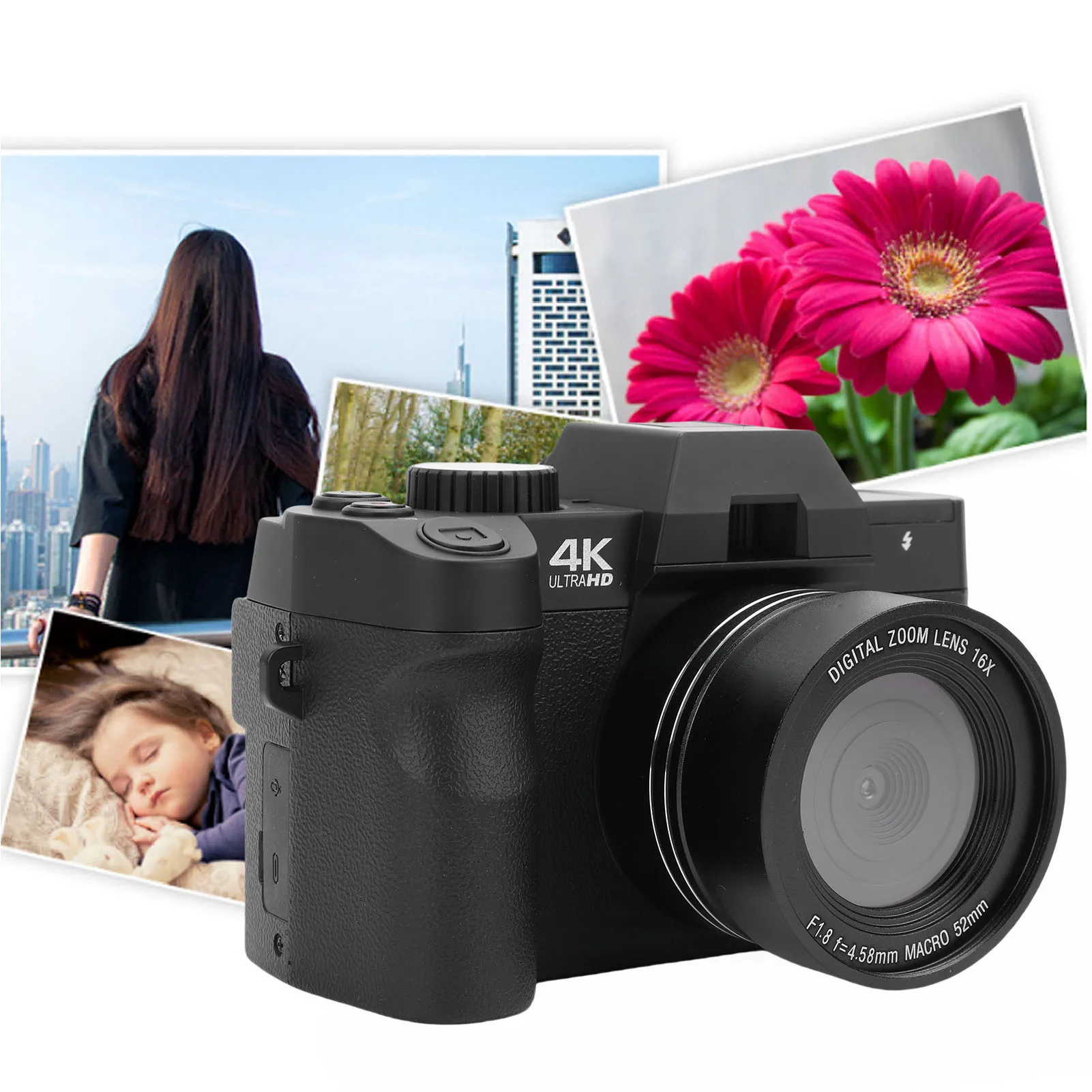 

48MP 4K Mirrorless Travel Camera：16X Zoom, 32GB Card - Ideal for Photography & Filming