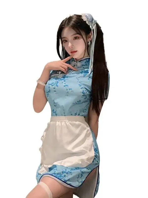Summer fashion women\'s clothing ethnic style sweet and cute round neck button kangaroo pocket decoration elegant sexy dress FTYG