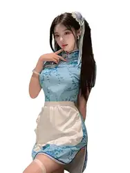 Summer fashion women's clothing ethnic style sweet and cute round neck button kangaroo pocket decoration elegant sexy dress FTYG