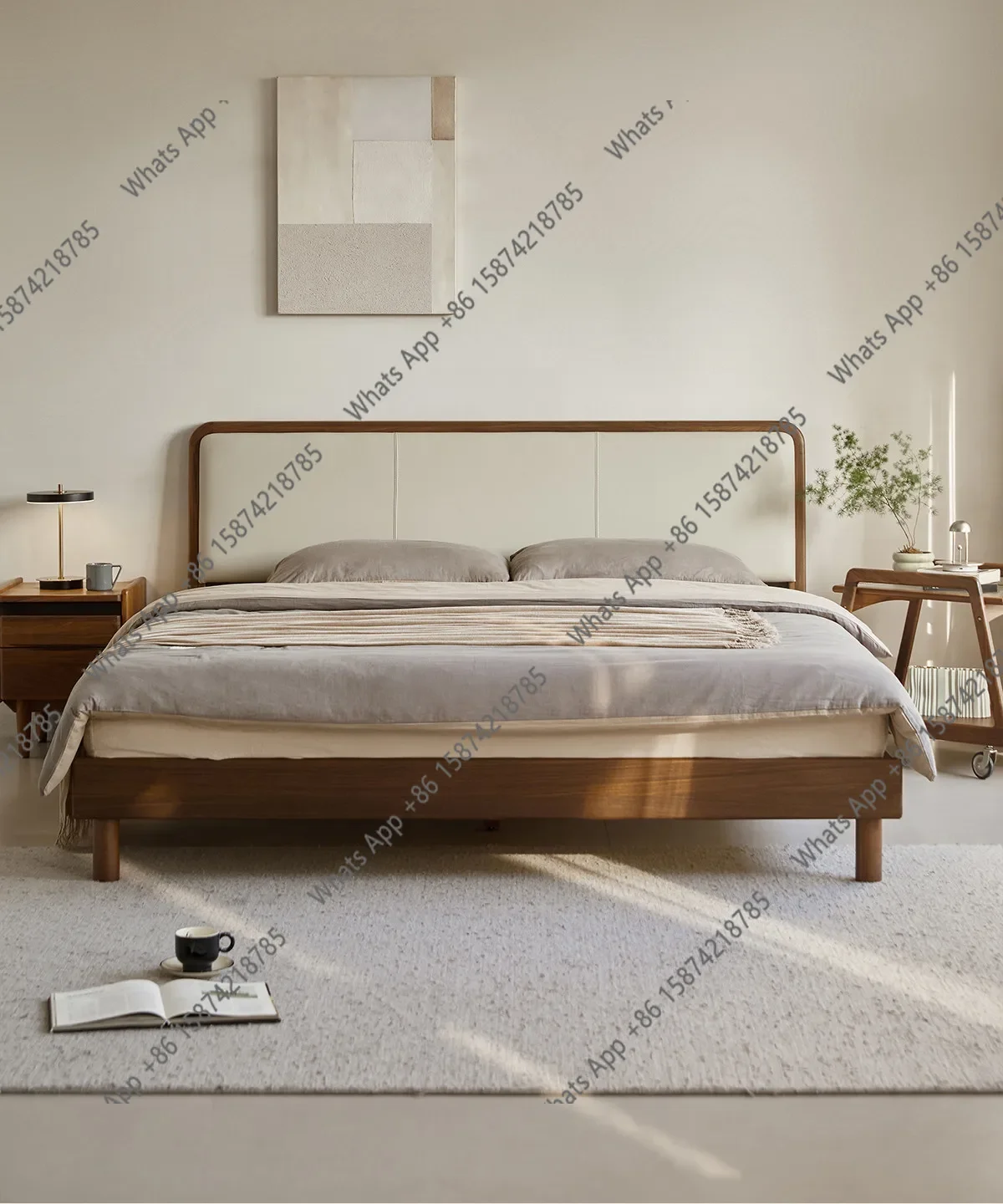 

X40 Kawano Soft Bag Bed Leather Solid Wood Bed North American Black Walnut Master And Second Bedroom Modern Double