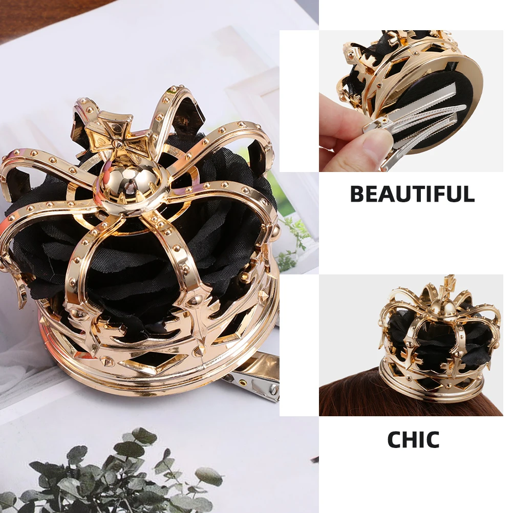 

2Pcs Crown Clip Medieval Headdress Girls Halloween Party Accessories Hair Royal Medieval Crown Decorations