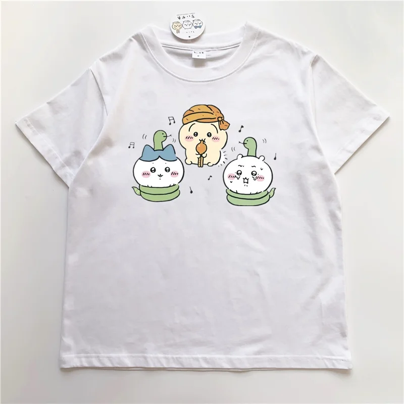 Chiikawa Cactus T-Shirt Japanese Kawaii Anime Graphic Oversize Loose Casual Short Sleeve Cotton Top for Women Girls