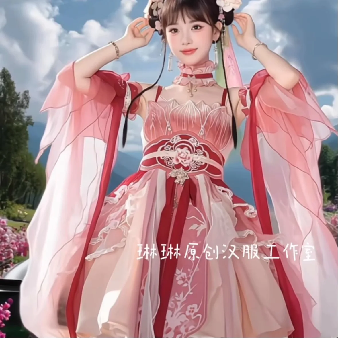 Original And Improved Hanfu Dress Daily Chinese Style Han Elements New Chinese Style Feather Rust Waist Seal Suspender Dress