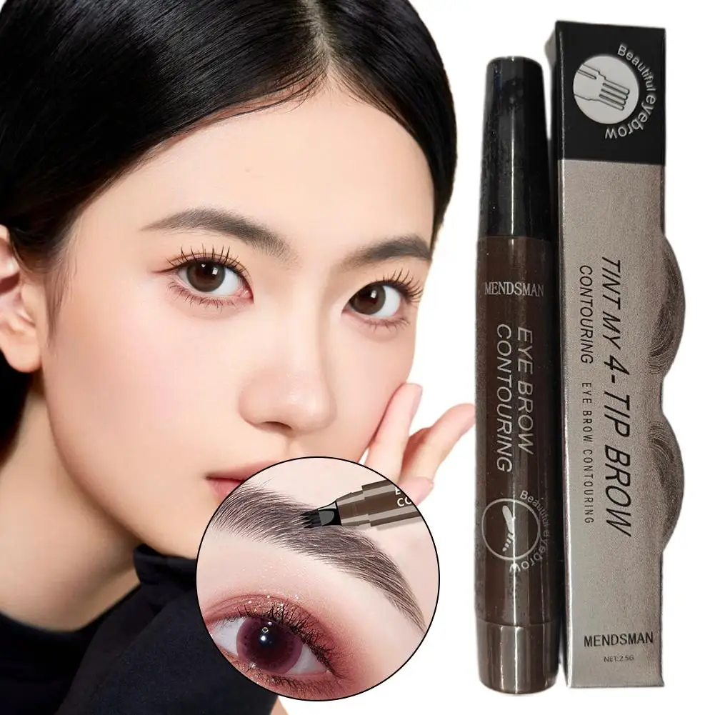 5 Colors 1pc Eyebrow Pen Waterproof 4 Split Tip Eyebrows Pen Eyebrow Tattoo Pen Waterproof Liquid Black Eyebrow Makeup Pencil
