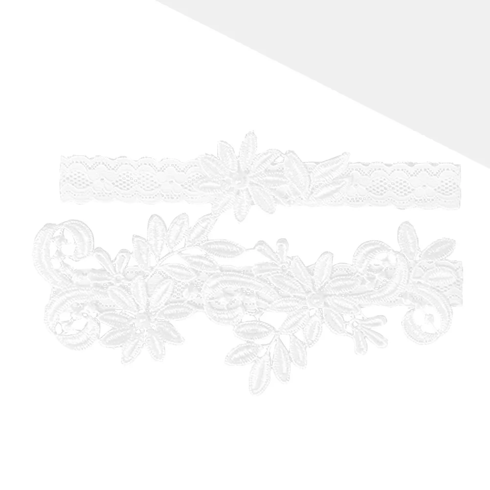 2 Stück Hochzeit Braut Spitze Blumen Strumpfband elastisch genäht stabil verstellbar Blumen Fuß Dekor perfekt für Hochzeit Party Abschlussball