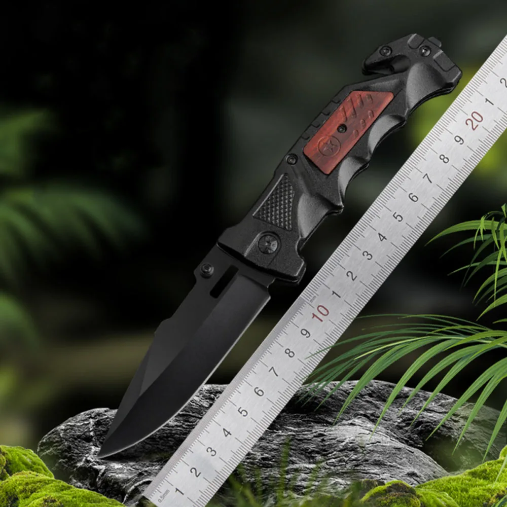 سكين خارجي تكتيكي عالي الصلابة من الفولاذ المقاوم للصدأ قابل للطي في الهواء الطلق للدفاع عن النفس سكين فواكه حاد محمول #4