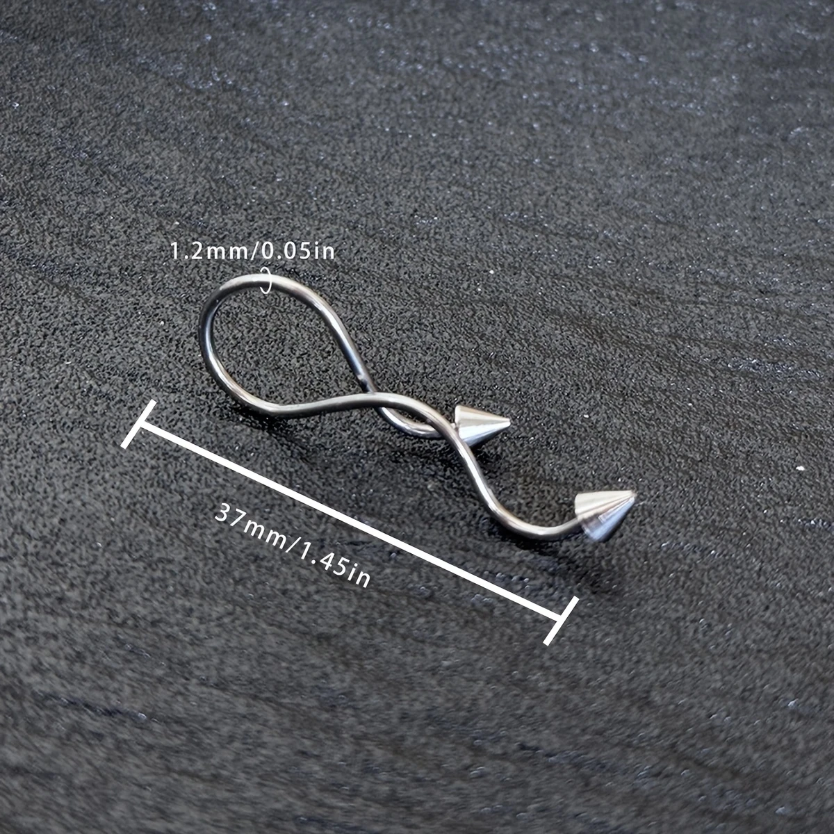 1pc 16G Stainless Steel Industrial S-Shaped Piercing Earring Stud Punk Style External Thread Ear Bridge Jewelry for Daily Party