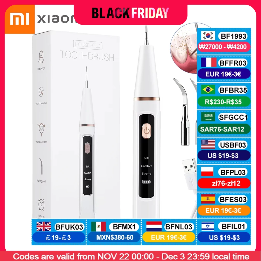 Xiaomi Mijia Ultrasonic Dental Scaler Teeth Tartar Calculus Remover High Quality Teeth Whitening Electric Sonic Teeth Cleaner