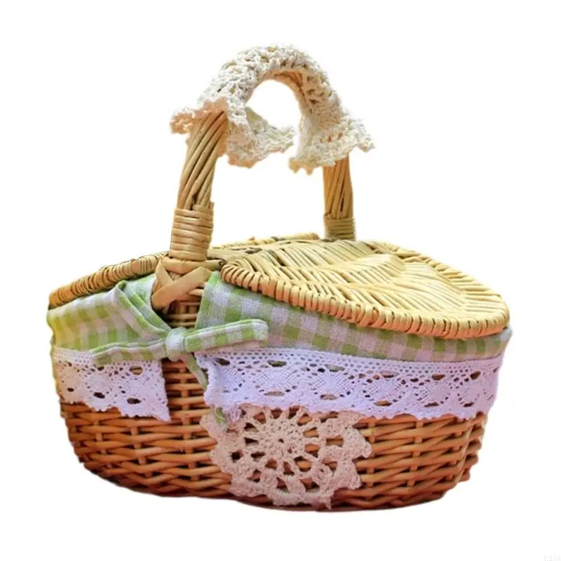 2025 Baru Handwoven Willow Storage Basket Ramah Pengguna Membalik Desain Top Portabel Penyelenggara Untuk Aktivitas Luar Ruang