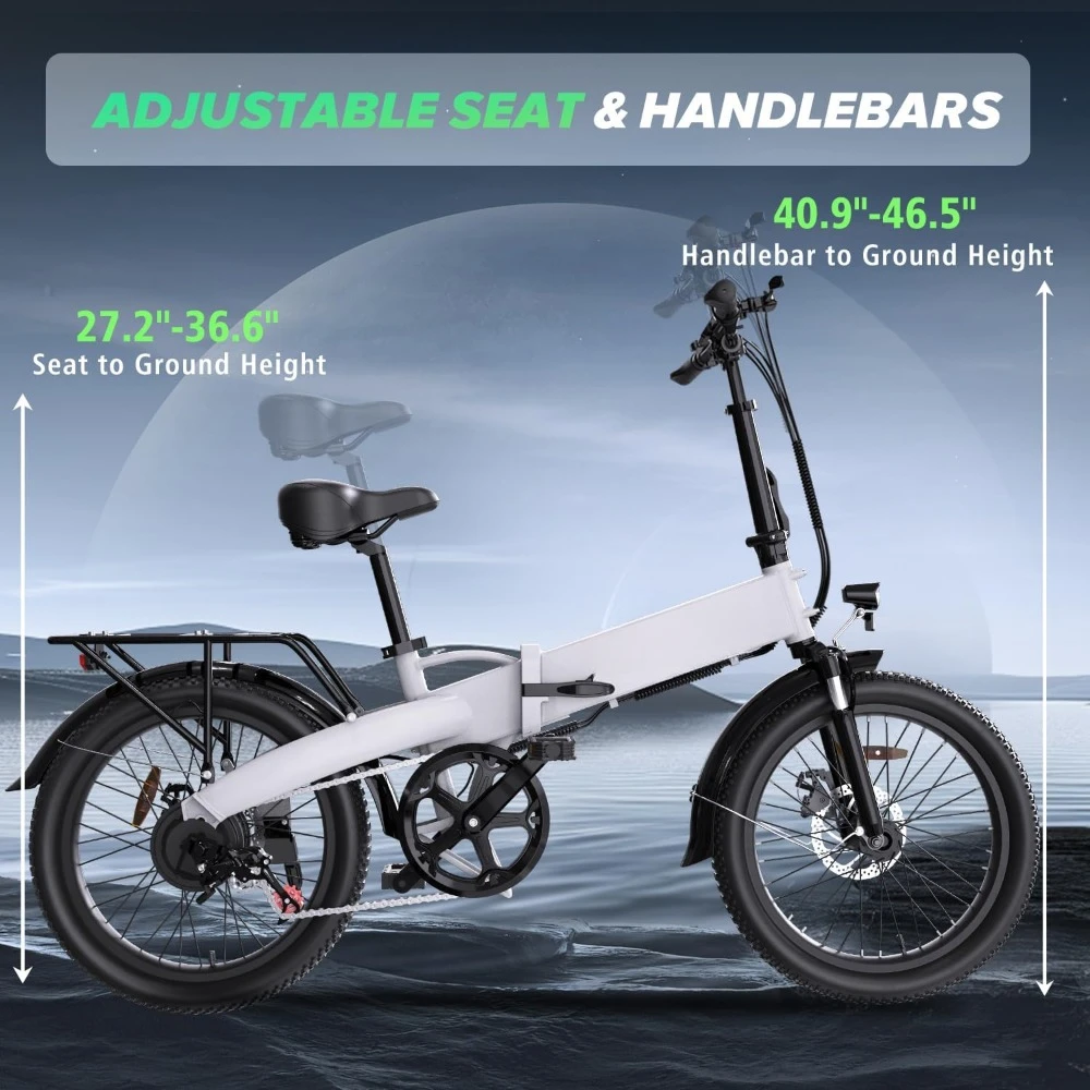 Folding Electric Bike,20MPH Up to 50 Miles, 2-3H Fast Charge, 20