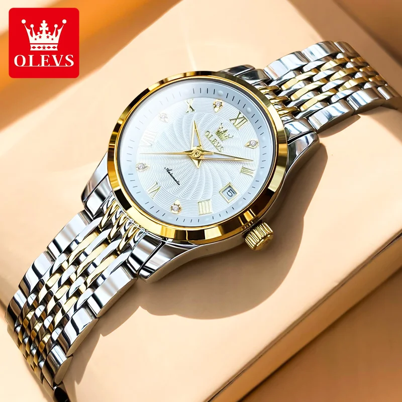 OLEVS Luxury Brand Women's Watch Original Automatic Mechanical Ladies Watches Waterproof Luminous Data Watch for Woman Fashion