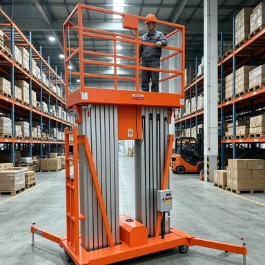Electric Double-Column Aluminum Alloy Vertical Mast Lift Platform 200KG Capacity 4M Lifting Height New Indoor/Outdoor for High