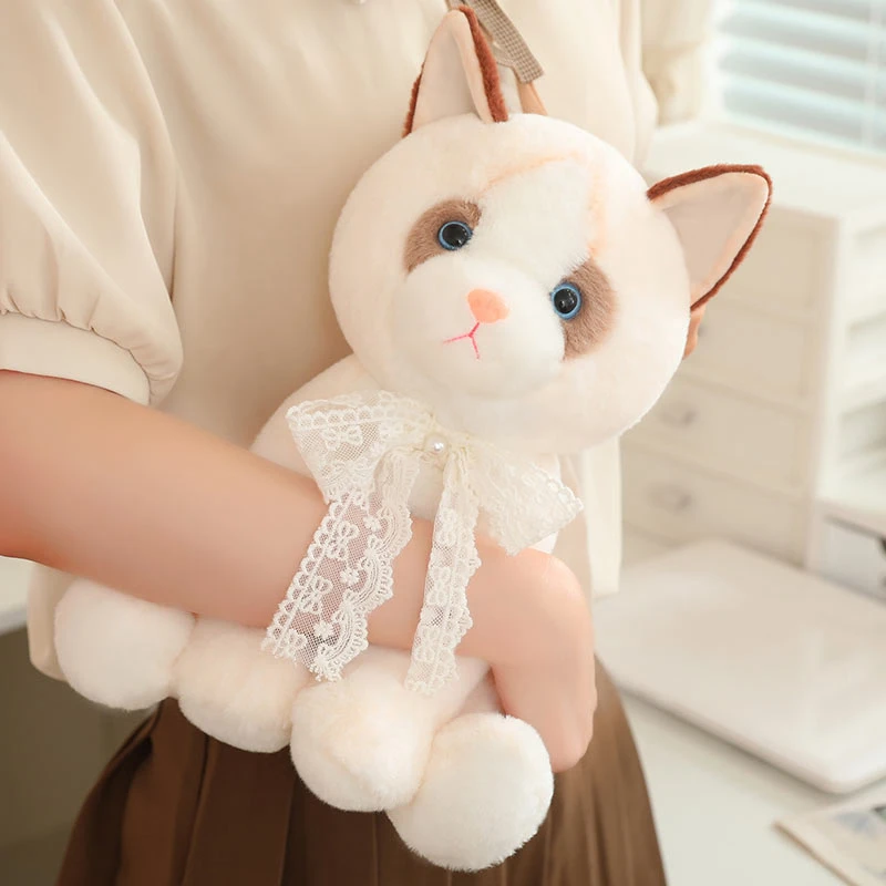 Lifelike Ragdoll Cat Plush Toys Soft Stuffed Animal Cute Kitten Model Baby Appease Doll for Kids Girls Birthday Gifts Room Decor