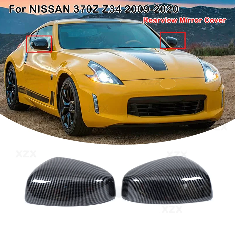

ABS Carbon Fiber Car Mirror Cover Rearview Mirror Protective Cover Trim Sticker For NISSAN 370Z Z34 2009-2019 Car Accessories