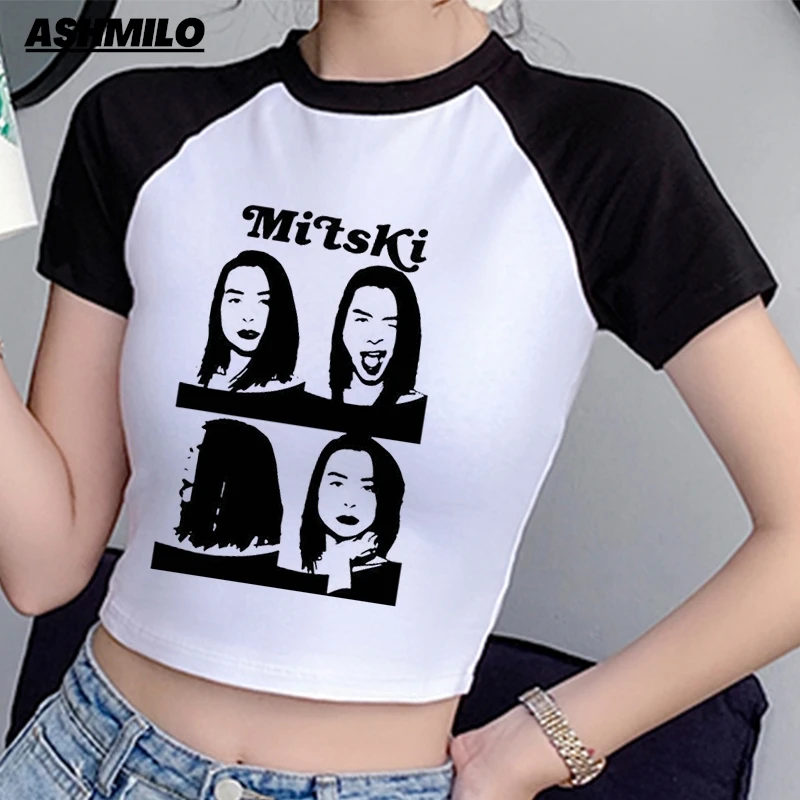 Mitski Nice Hair Graphic Y2k T Shirt Woman's Crop T-Shirt Girls Fashion O-Neck Short Sleeves Shirts Music Fans Gift