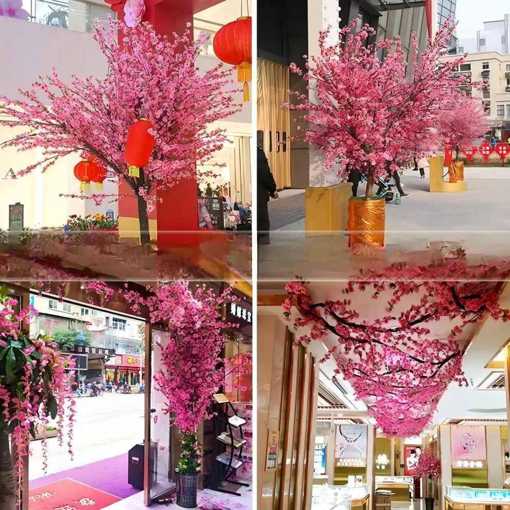 Artificial Peach Blossom Branches Fake Plum Cherry Blossom S