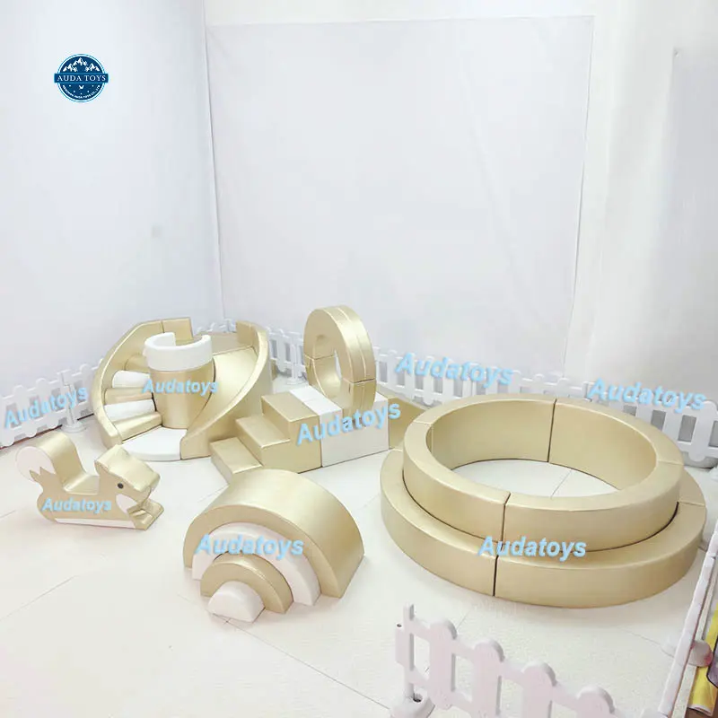 Gold Color Toddler Commercial PE Foam PU Leather Soft Play Indoor Playground Equipment 500kg Capacity 1-10 Years 10