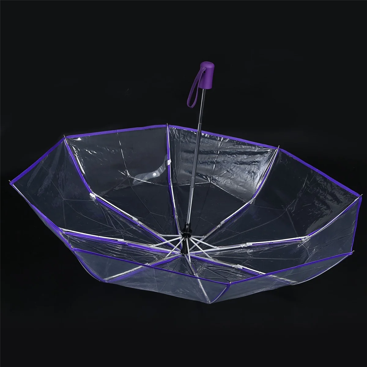

Highly Recommended.Transparent Umbrella Automatic Umbrella Compact Folding,Transparent & purple border