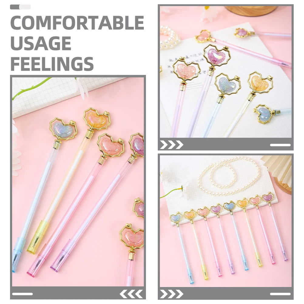 

10pcs Heart Shape Gel Smooth Writing Student Signature Pens Universal Lovely Design Office Home Stationery Plastic Pens Prizes