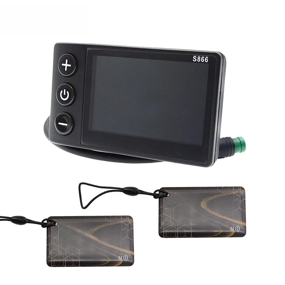 S866 Color LCD Dashboard With NFC Function 5-Core Waterproof Connector Speed & Power Display For E-Bike Scooter