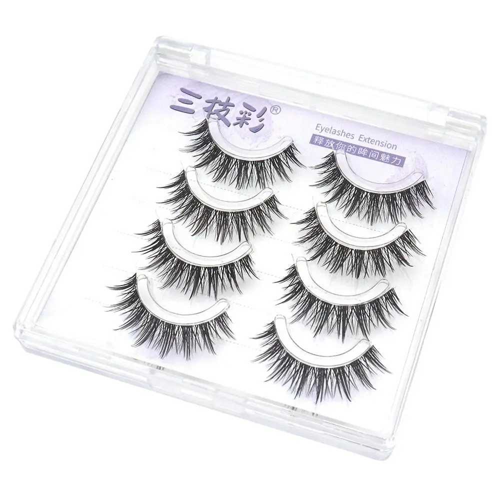 Faux cils d'aspect naturel pour femmes, bande transparente de maquillage thaïlandais, cils manga, contaminants, Py Fluffy Anime, nickel é, 4 paires