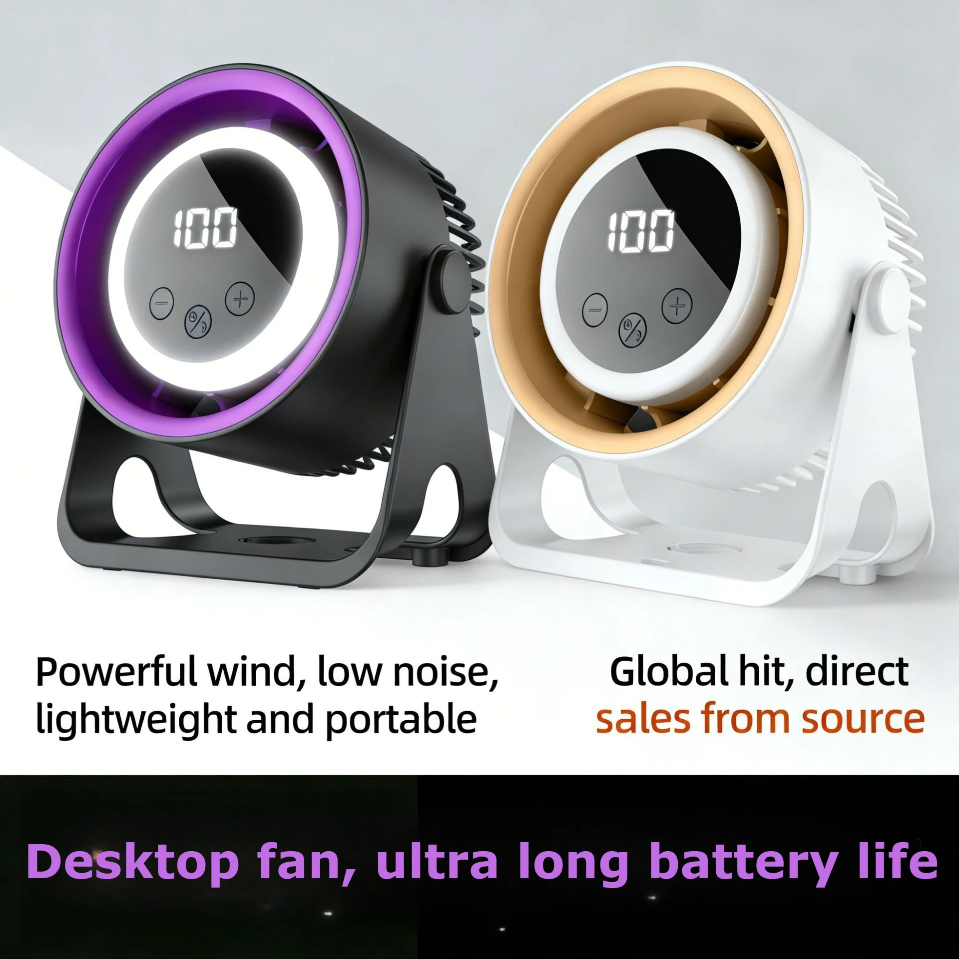 Ventilateur de bureau, petit, mini, portable, silencieux, pour bureau, chambre, chargement USB, longue autonomie, petit ventilateur