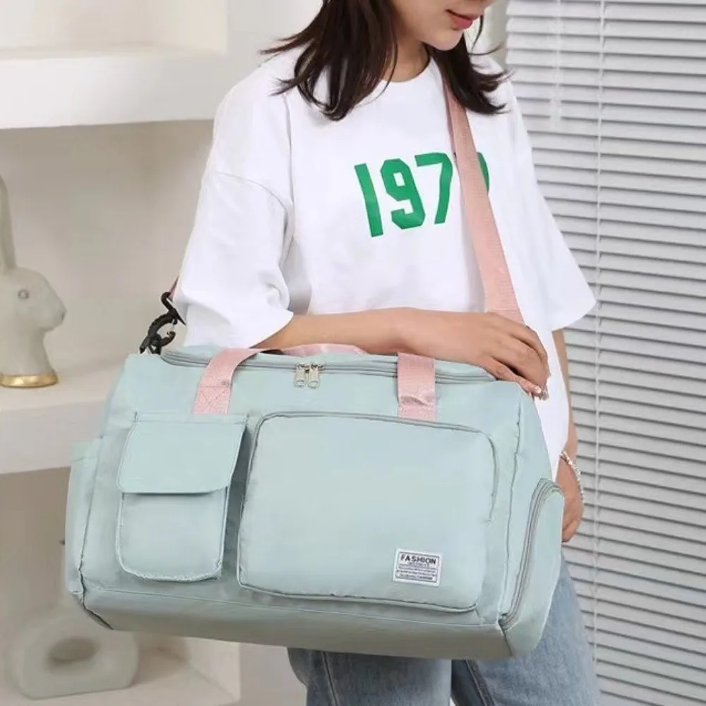 Oxford Travel Luggage Bag Sturdy Foldable Nylon Duffle Bag with Shoe Compartment Multi-functional Large Capacity Handbag Trip