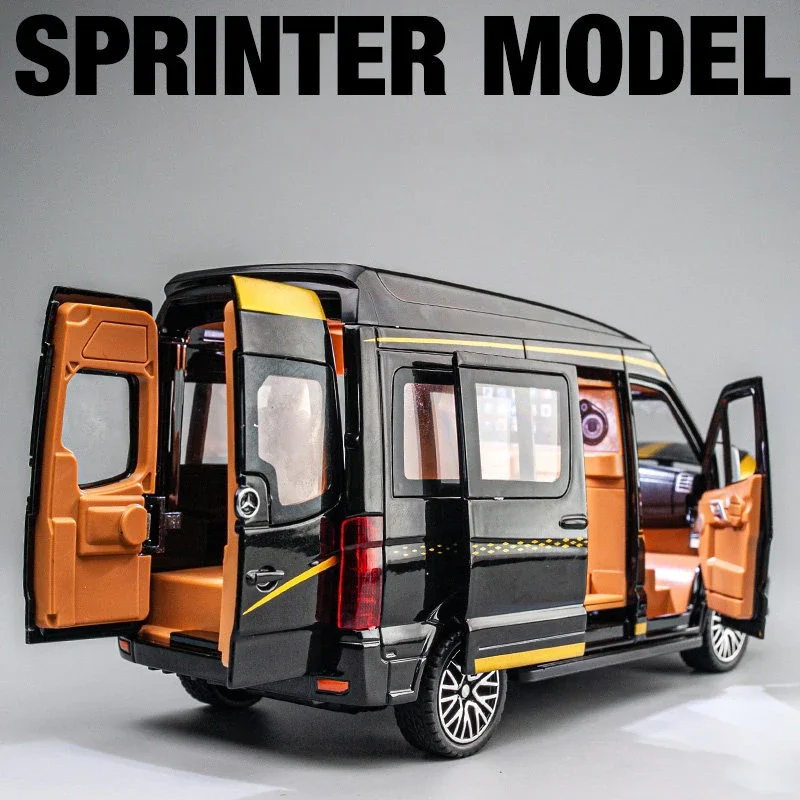 1:24 Sprinter MPV Van Spint RV Alloy Car Die Cast Toy Car Model Sound and Light Children\'s Toy Collectibles Birthday gift