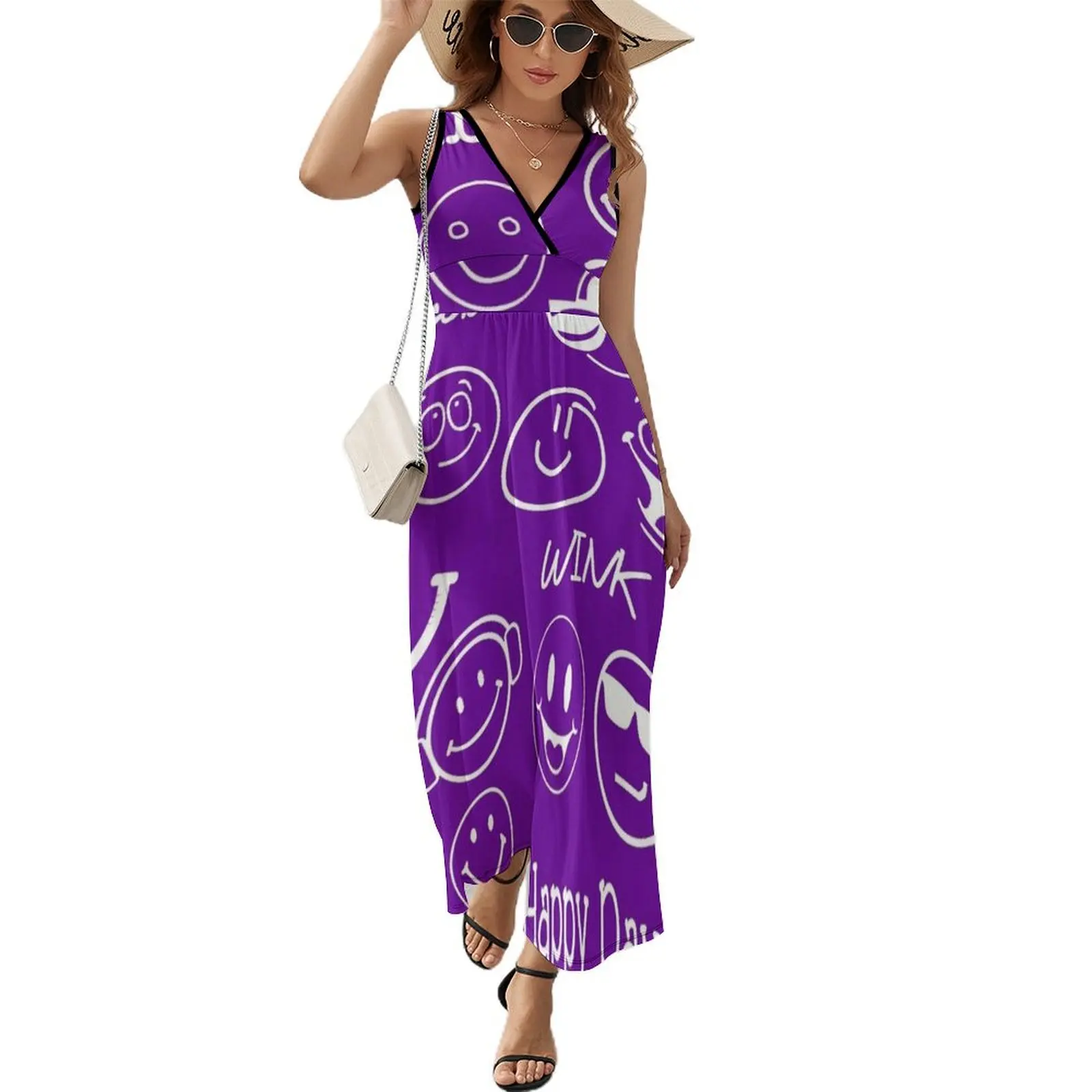 

Happy faces Sleeveless Dress dresses for prom Clothing female party dresses women