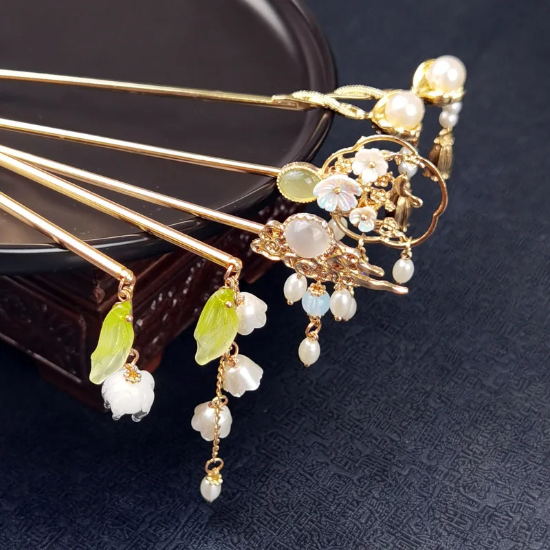 Antique Alloy Hanfu Tassel Step Rocking Daily Hairpin Headwear for Women