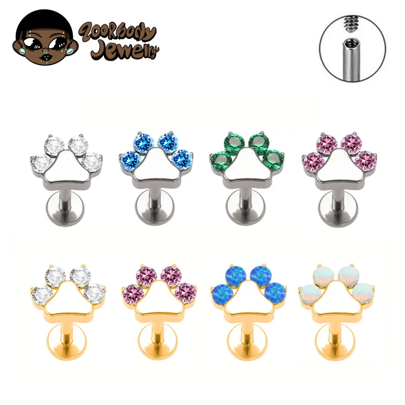 G23 Titan Katzenklaue Labret Piercing Lippenbolzen Tragus Ohrring Ohrstecker CZ Knorpel Helix Medusa Monroe F136 Körperschmuck