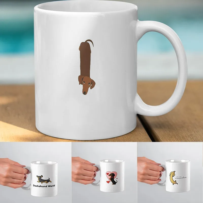 Sausage Dog Coffee and Milk Cup Mocha Cat Couple Cup Kawaii Cups Original Beverage Funny Friends Birthday Gift Office Coffee