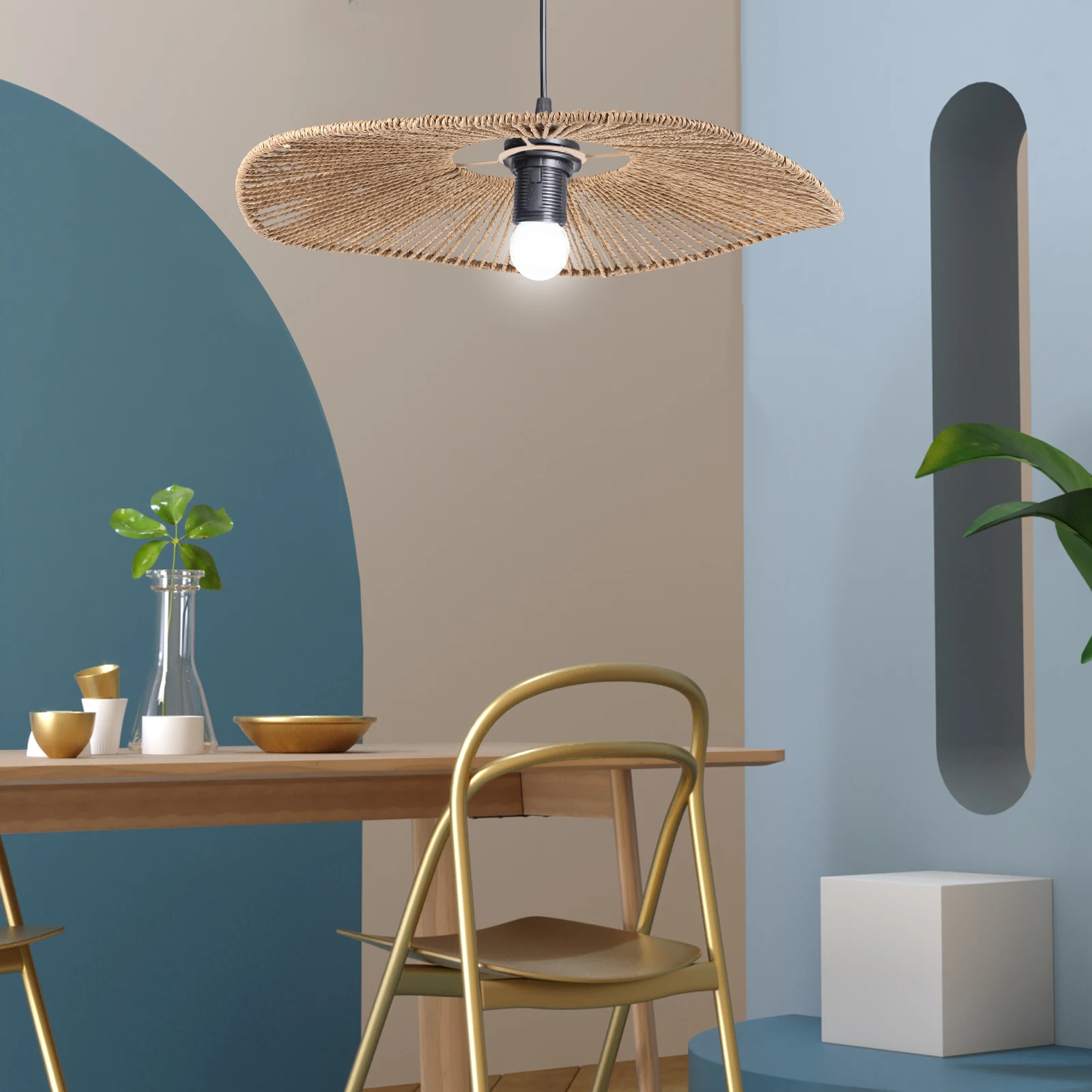 

Retro Lampshade Decorative Paper Woven Light Cover Vintage Style Hanging Ceiling Lamp Shade For Home Bedroom Hotel Bar Easy
