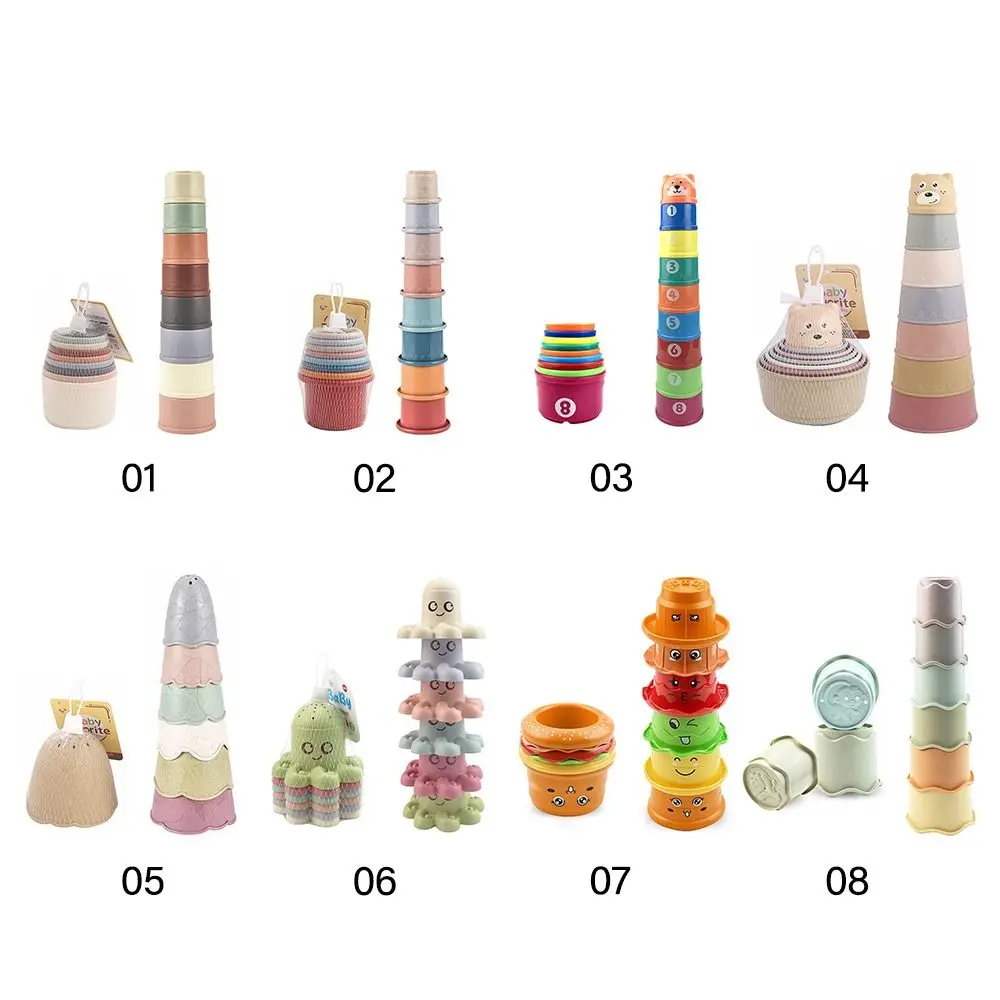 High Quality Hot  Stacking Tower Building Blocks Stacking Cups Educational  Fun Rainbow Cups